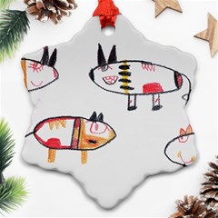 Children Children Drawing Flock Snowflake Ornament (two Sides) by Pakrebo