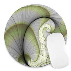 Graphic Fractal Eddy Curlicue Leaf Round Mousepads by Pakrebo