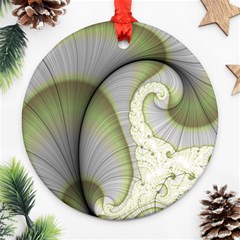 Graphic Fractal Eddy Curlicue Leaf Ornament (round) by Pakrebo