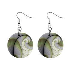 Graphic Fractal Eddy Curlicue Leaf Mini Button Earrings by Pakrebo