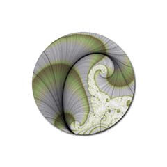 Graphic Fractal Eddy Curlicue Leaf Rubber Round Coaster (4 Pack)  by Pakrebo