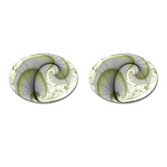 Graphic Fractal Eddy Curlicue Leaf Cufflinks (oval) by Pakrebo