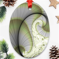 Graphic Fractal Eddy Curlicue Leaf Oval Ornament (two Sides) by Pakrebo