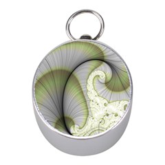 Graphic Fractal Eddy Curlicue Leaf Mini Silver Compasses by Pakrebo