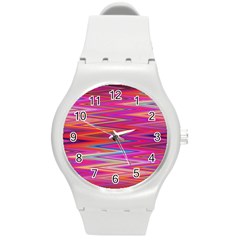 Seamless Digital Tile Texture Round Plastic Sport Watch (M)