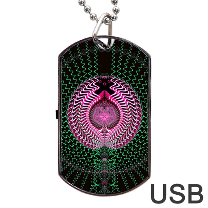 Fractal Traditional Fractal Hypnotic Dog Tag USB Flash (Two Sides)