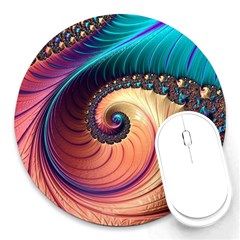 Fractal Multi Colored Fantasia Round Mousepads by Pakrebo