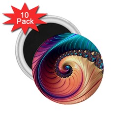 Fractal Multi Colored Fantasia 2 25  Magnets (10 Pack)  by Pakrebo