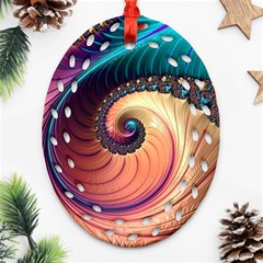 Fractal Multi Colored Fantasia Oval Filigree Ornament (two Sides)