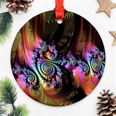 Fractal Colorful Background Ornament (round) by Pakrebo