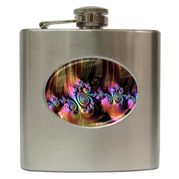 Fractal Colorful Background Hip Flask (6 oz)