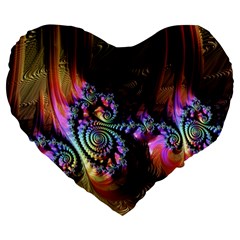 Fractal Colorful Background Large 19  Premium Heart Shape Cushions by Pakrebo