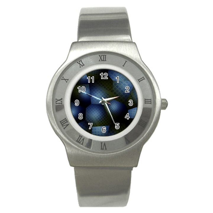 Fractal Rendering Background Green Stainless Steel Watch