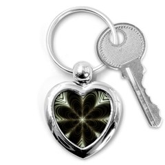 Fractal Silver Waves Texture Key Chains (heart)  by Pakrebo