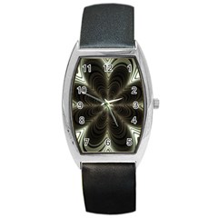 Fractal Silver Waves Texture Barrel Style Metal Watch by Pakrebo