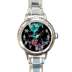 Fractal Colorful Abstract Aesthetic Round Italian Charm Watch by Pakrebo