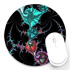 Fractal Colorful Abstract Aesthetic Round Mousepads by Pakrebo