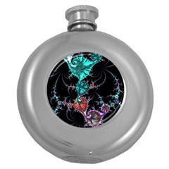 Fractal Colorful Abstract Aesthetic Round Hip Flask (5 Oz) by Pakrebo