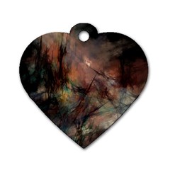 Abstract Fractal Digital Backdrop Dog Tag Heart (two Sides)