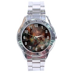 Abstract Fractal Digital Backdrop Stainless Steel Analogue Watch by Pakrebo