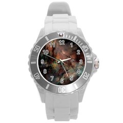 Abstract Fractal Digital Backdrop Round Plastic Sport Watch (l) by Pakrebo