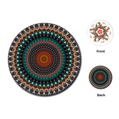 Ornament Circle Picture Colorful Playing Cards (round) by Pakrebo