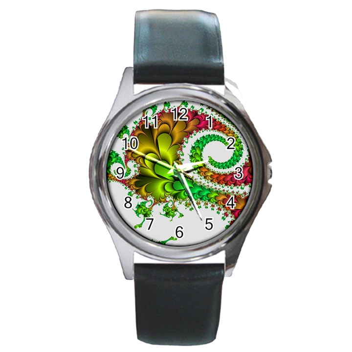 Fractal Abstract Aesthetic Pattern Round Metal Watch