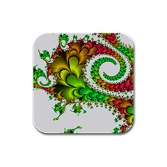 Fractal Abstract Aesthetic Pattern Rubber Square Coaster (4 Pack)  by Pakrebo