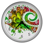 Fractal Abstract Aesthetic Pattern Wall Clock (Silver) Front