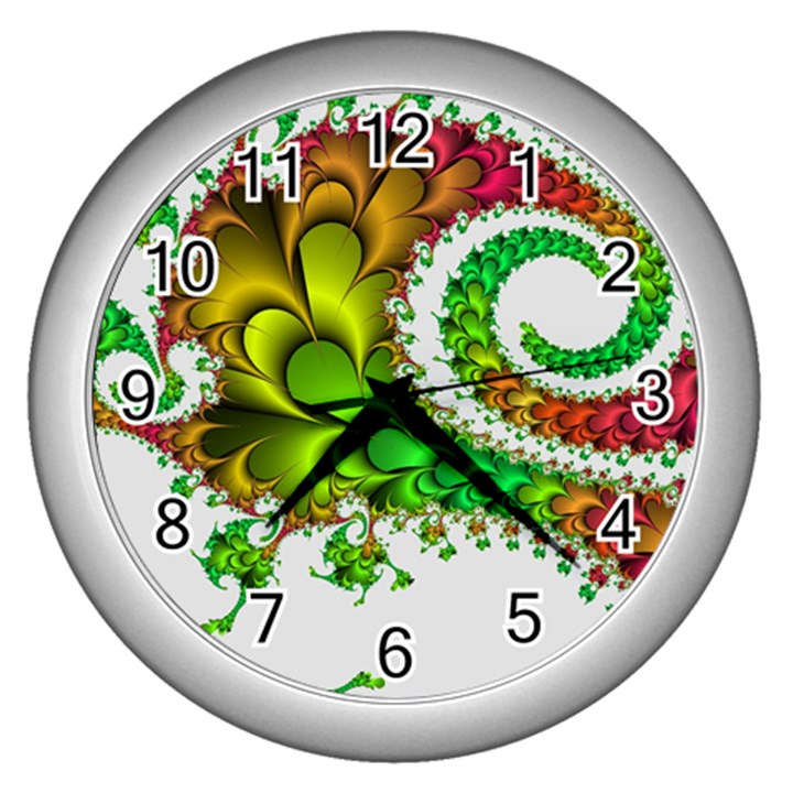 Fractal Abstract Aesthetic Pattern Wall Clock (Silver)