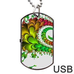 Fractal Abstract Aesthetic Pattern Dog Tag Usb Flash (one Side) by Pakrebo