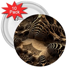 Fractal Bones Cave Fossil Render 3  Buttons (10 Pack)  by Pakrebo