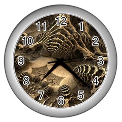 Fractal Bones Cave Fossil Render Wall Clock (silver) by Pakrebo