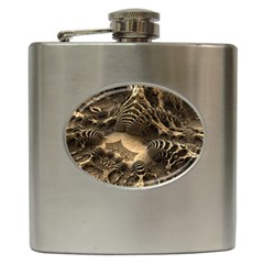 Fractal Bones Cave Fossil Render Hip Flask (6 Oz) by Pakrebo