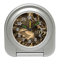 Fractal Bones Cave Fossil Render Travel Alarm Clock by Pakrebo