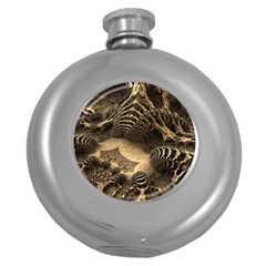 Fractal Bones Cave Fossil Render Round Hip Flask (5 Oz) by Pakrebo