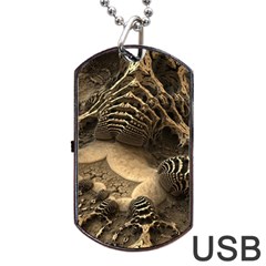 Fractal Bones Cave Fossil Render Dog Tag Usb Flash (two Sides) by Pakrebo