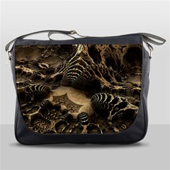 Fractal Bones Cave Fossil Render Messenger Bag by Pakrebo