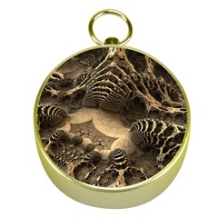 Fractal Bones Cave Fossil Render Gold Compasses by Pakrebo