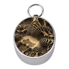 Fractal Bones Cave Fossil Render Mini Silver Compasses by Pakrebo