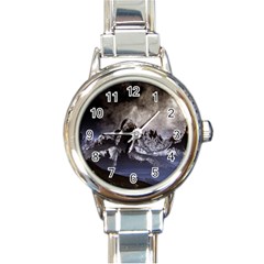 Mountains Moon Earth Space Round Italian Charm Watch