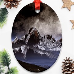 Mountains Moon Earth Space Ornament (Oval)