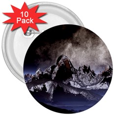 Mountains Moon Earth Space 3  Buttons (10 pack) 