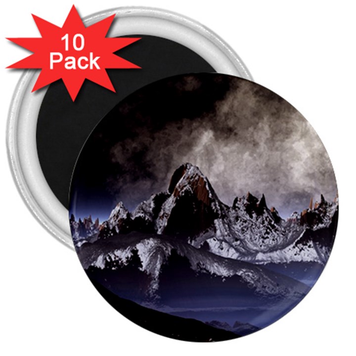 Mountains Moon Earth Space 3  Magnets (10 pack) 