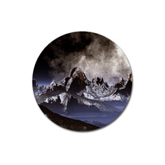 Mountains Moon Earth Space Magnet 3  (Round)