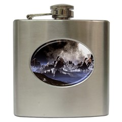 Mountains Moon Earth Space Hip Flask (6 Oz) by Pakrebo