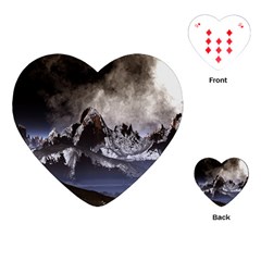 Mountains Moon Earth Space Playing Cards (Heart)