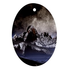 Mountains Moon Earth Space Oval Ornament (two Sides) by Pakrebo