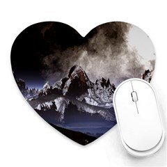 Mountains Moon Earth Space Heart Mousepads