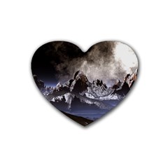 Mountains Moon Earth Space Heart Coaster (4 pack) 